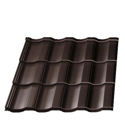 Металлочерепица Геркулес Элит RAL8017 Шоколад 0.50мм RoofTop Бархат модуль 3 волны фото Центр Металлокровли