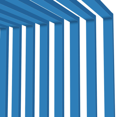 Декоративные рейки металлические RAL5015 Небесно-Голубой на стенах и потолке в сборе