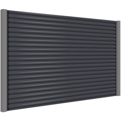 Секция забора жалюзи RAL7024/7024 Серый Графит 2-х сторонняя с металлическими столбами