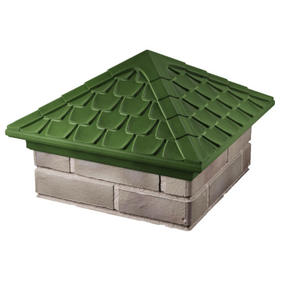 Колпак на столб забора ELBRUS Зеленый 1,5х1,5 кирпича Черепица фото 2